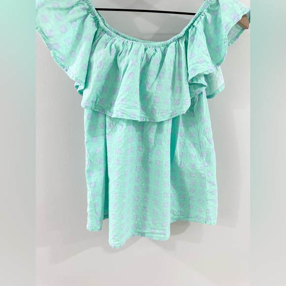 Michelle McDowell Olivia Blouse Aqua Blue Size Medium - Picture 6 of 7